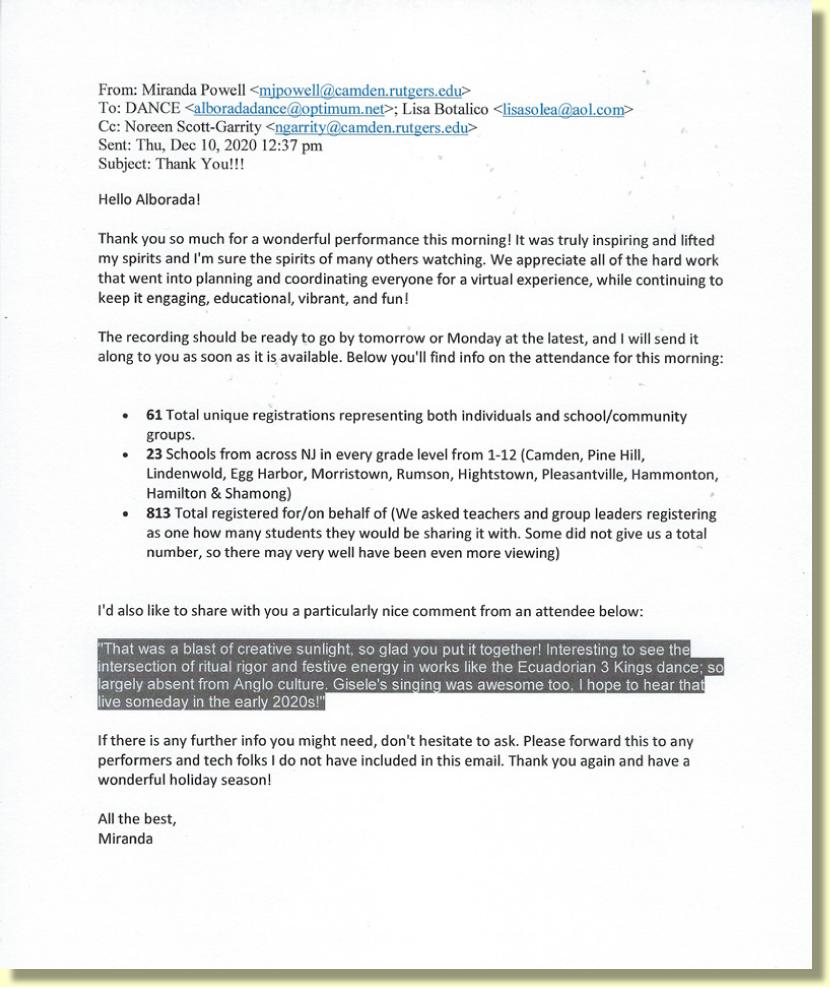 GordonTheatresLovelyemailafterVirtualShowDec102020